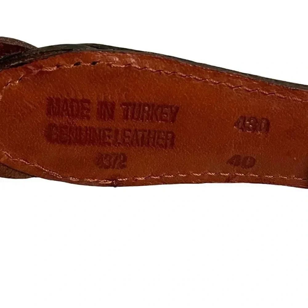 Genuine leather braided belt with gold metal buckle bohemian one size - Picture 6 of 8
